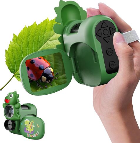 1600X Handheld Microscope for Kids 2" IPS Screen Kit Mini Pocket Digital Microscopes STEM Science with Slides Photo Video Rechargeable Portable Scope Gift for Ages 6-12 (Green) in Saudi Arabia