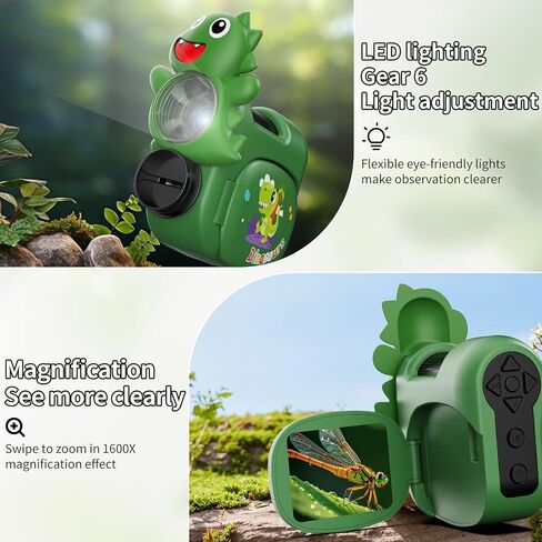 1600X Handheld Microscope for Kids 2" IPS Screen Kit Mini Pocket Digital Microscopes STEM Science with Slides Photo Video Rechargeable Portable Scope Gift for Ages 6-12 (Green) in Saudi Arabia