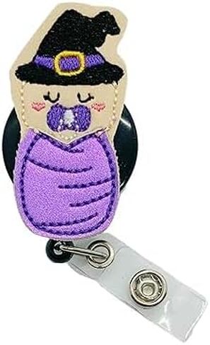 Witch Baby Badge Cenle ، حامل التوليد القابل للسحب RN ID ، هالوين NICU ممرضة الممرضة مقطع العلامة (مقطع دوار) in Saudi Arabia