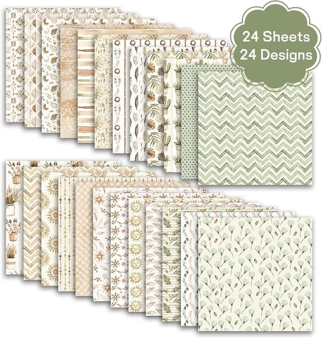 Scrapbook Paper Boho Patterned Paper for Scrapbooking, Double Sided Floral Decorative Craft Papers, MIATTCLD 24 Sheets Scrapbook Background Papers for Photo Album Journal Decor (Pink, 12x12 IN) in Saudi Arabia