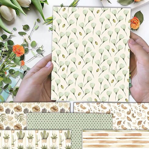 Scrapbook Paper Boho Patterned Paper for Scrapbooking, Double Sided Floral Decorative Craft Papers, MIATTCLD 24 Sheets Scrapbook Background Papers for Photo Album Journal Decor (Pink, 12x12 IN) in Saudi Arabia