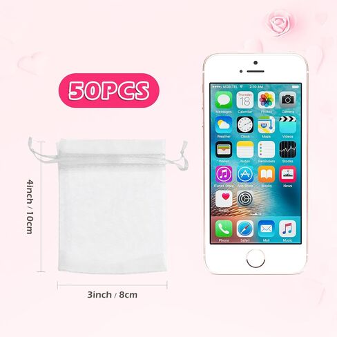 ANZNKU 50 Pack White Orgricza Bags 3 × 4 بوصة ، حقيبة هدايا صغيرة شبكية. in Kuwait