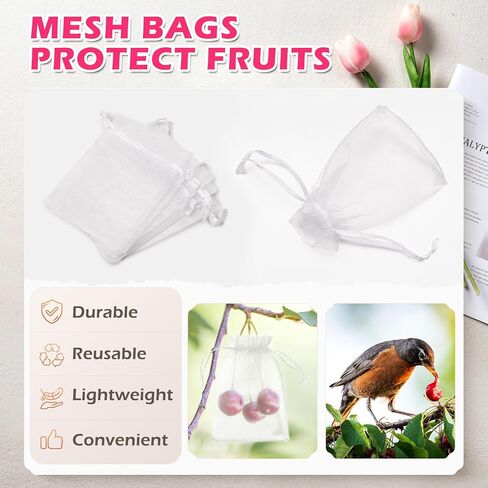 ANZNKU 50 Pack White Orgricza Bags 3 × 4 بوصة ، حقيبة هدايا صغيرة شبكية. in Kuwait