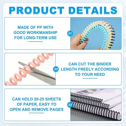 PATIKIL 8.5mm(0.3") Spiral Binder Ring,20 Pcs 30 Rings 25 Sheet Capacity Comb Binding Spines for Binding Paper Sheets Notebook Calendar Picture Album, Green in Saudi Arabia