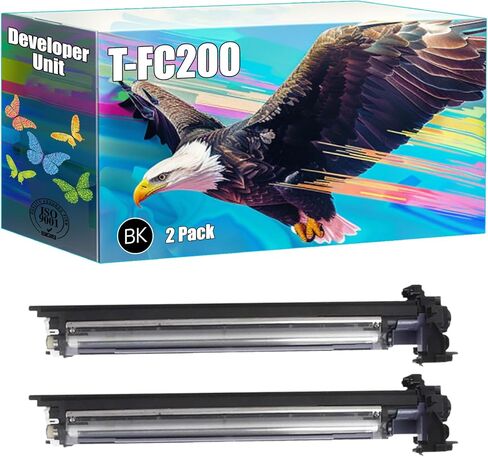 T-FC200 Developer Unit Compatible for Toshiba E Studio 2000AC 2500AC Printers, High Yield 80000 Pages, Bright Colors Clear Printing (2 Pack Black) in Kuwait