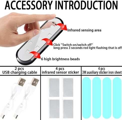7 Color Car Interior Light,Car Interior Lighting,Led Interior Car Light,Car Light Touch Type,Car Lights Inside Your Car,Car Interior Reading Light,Interior Car Lights USB,Car Light Decor (2 PCS) in Kuwait