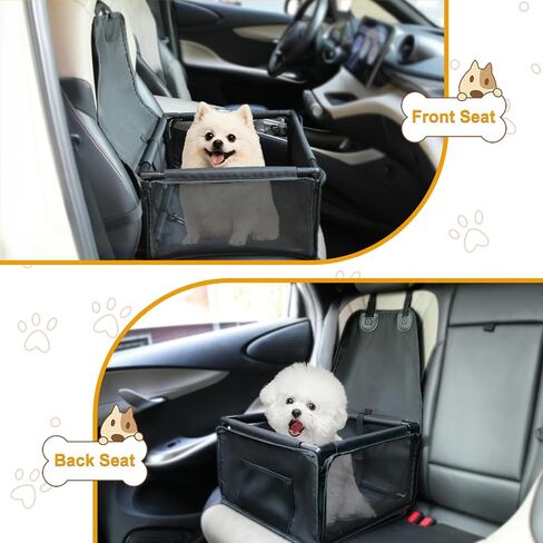 Dog Car Seats for Small Dogs,Pet Car Booster Seat with ，Frame Walls Extra Stable Waterproof Dog Box for Back and Front Seat,for Pet Up to 15 lbs in Kuwait