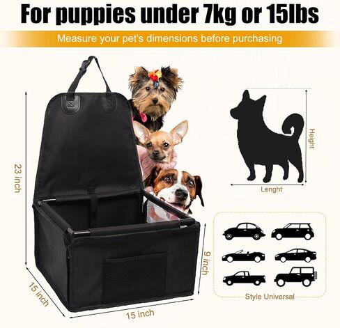 Dog Car Seats for Small Dogs,Pet Car Booster Seat with ，Frame Walls Extra Stable Waterproof Dog Box for Back and Front Seat,for Pet Up to 15 lbs in Kuwait