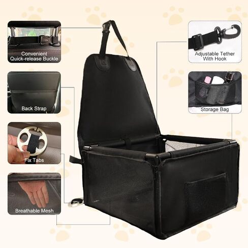 Dog Car Seats for Small Dogs,Pet Car Booster Seat with ，Frame Walls Extra Stable Waterproof Dog Box for Back and Front Seat,for Pet Up to 15 lbs in Kuwait