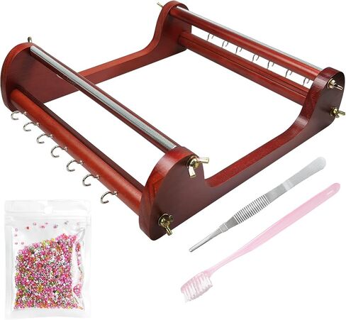 Hobbyworker The Jewelry Making Tool Wooden Bead Loom Kit تشمل Tweezer و Brush و 20 غرام من الخرز لأساور المجوهر in Kuwait