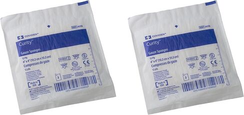 إسفنجة شاش Covidien 3033 Curity، قطعتان معقمة في عبوة قابلة للتقشير، 4 بوصة × 4 بوصة، 12 طبقة (عبوة من 50 قطعة) in Kuwait
