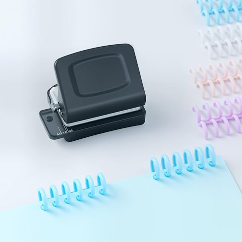 Spiral Binding Machine-Mini 6 Hole Puncher, DIY Creative Book Binder Machine for Planner, A4-30 Holes, A5-20 Holes, B5 26 Holes with 16 PCS 6-Hole Loose Leaf - Blue in Saudi Arabia