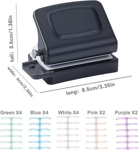 Spiral Binding Machine-Mini 6 Hole Puncher, DIY Creative Book Binder Machine for Planner, A4-30 Holes, A5-20 Holes, B5 26 Holes with 16 PCS 6-Hole Loose Leaf - Blue in Saudi Arabia