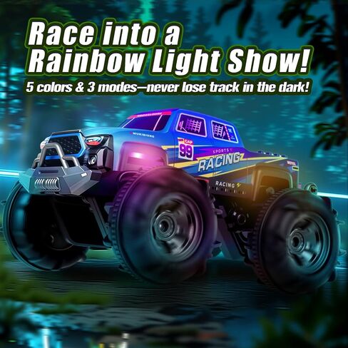 Amphibious Remote Control Car, Monster Trucks for Boys Age 4-7, Monster Truck Toys W/Blocks & 360°Spin, 4WD All-Terrain Off-Road RC Cars with 2 Batteries 100 min, 2.4Ghz Pool Toy Gift for Kids in Saudi Arabia