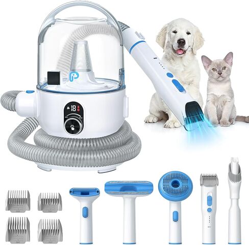 Pet Grooming act kit 16 مستويات الشفط الكلب الكلب القابل للتعديل مع 2 لتر من كوب غبار الشعر للحيوانات الأليفة لترهيت فرشاة الشعر ، in Kuwait