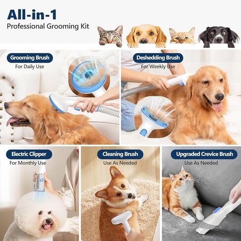 Pet Grooming act kit 16 مستويات الشفط الكلب الكلب القابل للتعديل مع 2 لتر من كوب غبار الشعر للحيوانات الأليفة لترهيت فرشاة الشعر ، in Kuwait
