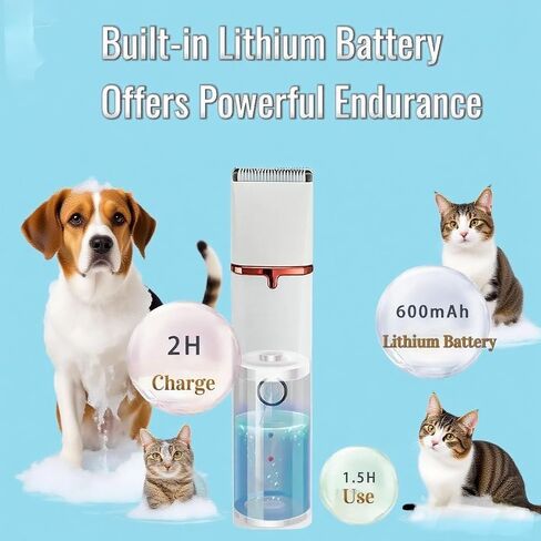 Dog Clippers Grooming Kit 4 in 1 Hair Clipper-Low Noise Paw Trimmer- Rechargeable - Cordless Quiet Nail Grinder Trimming Hair Around The Eyes and Ears for Dogs and Cats (White) in Saudi Arabia