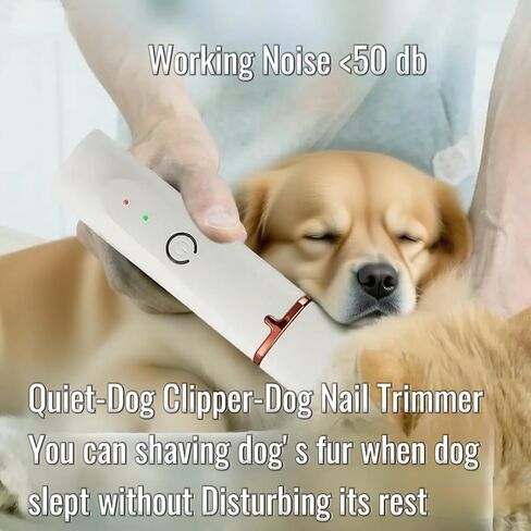 Dog Clippers Grooming Kit 4 in 1 Hair Clipper-Low Noise Paw Trimmer- Rechargeable - Cordless Quiet Nail Grinder Trimming Hair Around The Eyes and Ears for Dogs and Cats (White) in Saudi Arabia