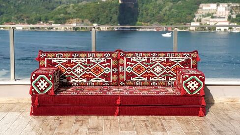 Modern Arabic Majlis Set, Floor Sofa Set, Ethnic Sofa, Arabic Jalsa, Moroccan Sofa, Sectional Sofa with Ottoman, Floor Cushion, Sofa Covers (Sofa Only, 8'' Thickness (20 cm)) in Saudi Arabia