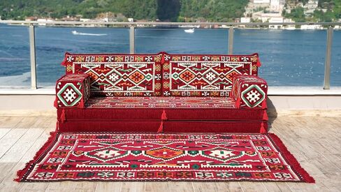 Modern Arabic Majlis Set, Floor Sofa Set, Ethnic Sofa, Arabic Jalsa, Moroccan Sofa, Sectional Sofa with Ottoman, Floor Cushion, Sofa Covers (Sofa Only, 8'' Thickness (20 cm)) in Saudi Arabia