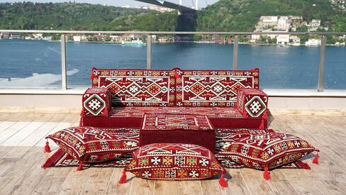 Modern Arabic Majlis Set, Floor Sofa Set, Ethnic Sofa, Arabic Jalsa, Moroccan Sofa, Sectional Sofa with Ottoman, Floor Cushion, Sofa Covers (Sofa Only, 8'' Thickness (20 cm)) in Saudi Arabia