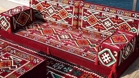 Modern Arabic Majlis Set, Floor Sofa Set, Ethnic Sofa, Arabic Jalsa, Moroccan Sofa, Sectional Sofa with Ottoman, Floor Cushion, Sofa Covers (Sofa Only, 8'' Thickness (20 cm)) in Saudi Arabia