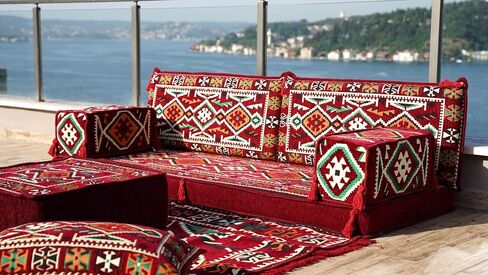 Modern Arabic Majlis Set, Floor Sofa Set, Ethnic Sofa, Arabic Jalsa, Moroccan Sofa, Sectional Sofa with Ottoman, Floor Cushion, Sofa Covers (Sofa Only, 8'' Thickness (20 cm)) in Saudi Arabia