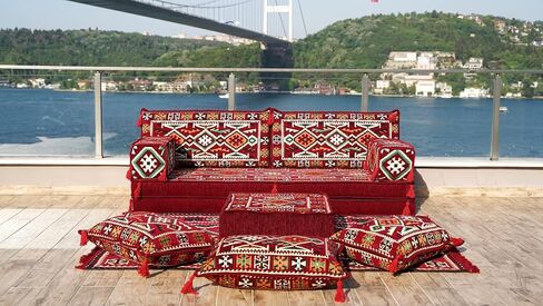 Modern Arabic Majlis Set, Floor Sofa Set, Ethnic Sofa, Arabic Jalsa, Moroccan Sofa, Sectional Sofa with Ottoman, Floor Cushion, Sofa Covers (Sofa Only, 8'' Thickness (20 cm)) in Saudi Arabia