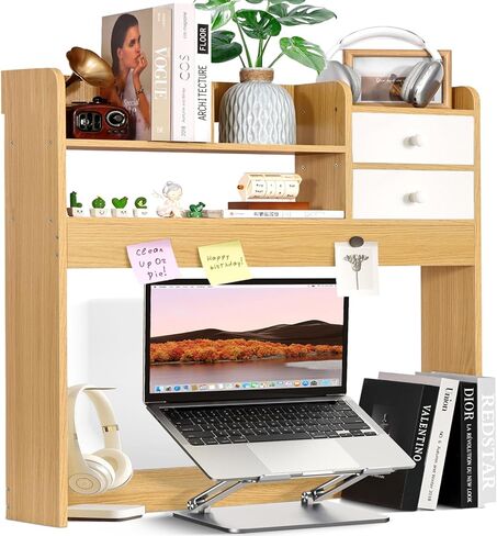 ygyqz wood desk shelf منظم ، قفص المكتب فقط ، رف كتاب لـ Comuputer Display Storage Storage Store للمكتب ، المنزل ، النوم in Kuwait