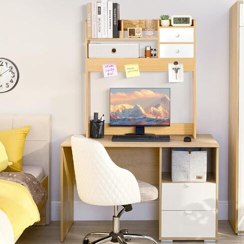 ygyqz wood desk shelf منظم ، قفص المكتب فقط ، رف كتاب لـ Comuputer Display Storage Storage Store للمكتب ، المنزل ، النوم in Kuwait