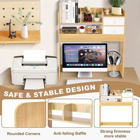 ygyqz wood desk shelf منظم ، قفص المكتب فقط ، رف كتاب لـ Comuputer Display Storage Storage Store للمكتب ، المنزل ، النوم in Kuwait