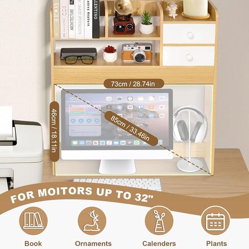 ygyqz wood desk shelf منظم ، قفص المكتب فقط ، رف كتاب لـ Comuputer Display Storage Storage Store للمكتب ، المنزل ، النوم in Kuwait