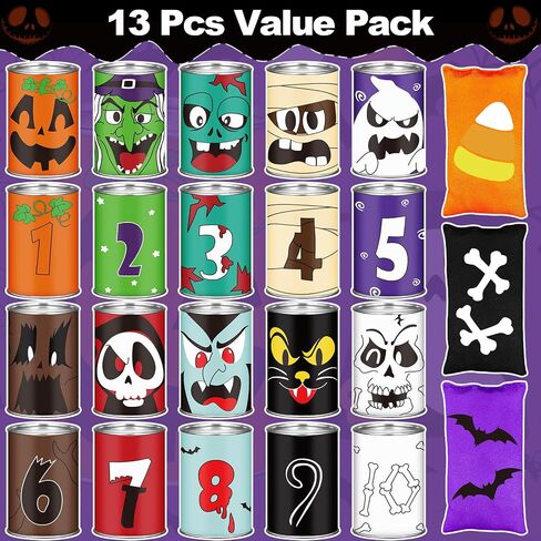 13 PCS Halloween Carnival Bean Bag Games for Kids and Come ، Halloween theme blughdown dan with 3 beal facs for trick or treat ، decor decore form in Kuwait