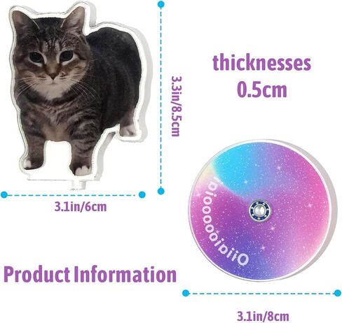 Oiiai Spinning Cat Ornament, Clear Acrylic Ornament, Animal Statue Ornament, Stress Reducer, Desk Ornament, Oiiai Cat Birthday Party Gift Decoration in Kuwait