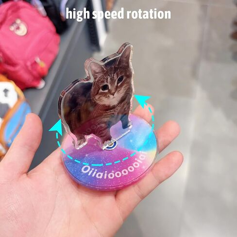 Oiiai Spinning Cat Ornament, Clear Acrylic Ornament, Animal Statue Ornament, Stress Reducer, Desk Ornament, Oiiai Cat Birthday Party Gift Decoration in Kuwait