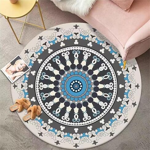 Boho Round Ruck Circle Area Chair Chair Chair for Hardwood Floors ، Promian Promian Carpet Protector Chair Mat متعدد الأغراض مضاد للألعاب كرسي MAT Non-Slip Protector Mat (White ، 80cm) in Kuwait