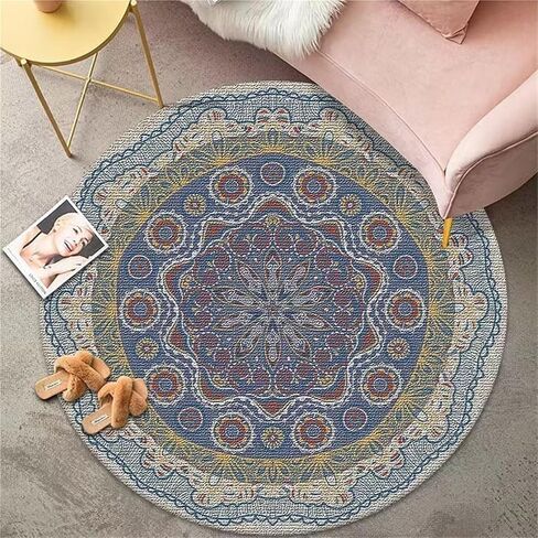 Boho Round Ruck Circle Area Chair Chair Chair for Hardwood Floors ، Promian Promian Carpet Protector Chair Mat متعدد الأغراض مضاد للألعاب كرسي MAT Non-Slip Protector Mat (White ، 80cm) in Kuwait