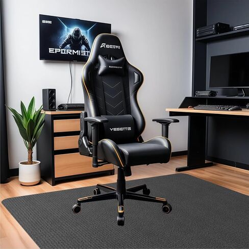 Non-Slip Office Chair Mat for Hardwood Floors 55 X 63 Inches, Black Carpet for Gaming Chairs, Noise Absorbing Protector for Desk in Saudi Arabia