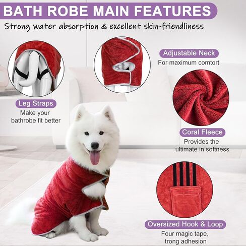 منشفة الكلب ، رداء الحمامات للحيوانات الأليفة ، منشفة تجفيف معطف الجرس لبعد مجموعة من مناشف الألياف الدقيقة الماصة من مناشف حمام تجفيف الكلاب الصغيرة المتوسطة الكبيرة in Kuwait