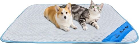 Pet Cooling Mat for Dogs & Cats – Ice-Silk Breathable Washable Foldable Cooling Blanket, Durable Portable Non-Slip Dog Bed for Crate, Kennel, Car & Outdoor Use, Blue (Small) in Saudi Arabia
