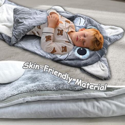Kid Sleeping Bag with Pillow - Larger Toddler Nap Mat - Plush Slumber Bag for Boys Girls Daycare Preschool Kindergarten Birthday Gift Travel Sleepover Ages 3-12 Years in Kuwait