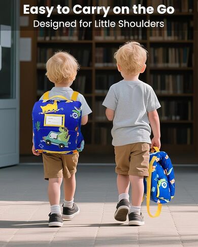 حصيرة قيلولة صغار صغار مع وسادة قابلة للإزالة وبطانية الفانيلا ، حقيبة نوم للأطفال المحمولة ، من السهل حملها ، مثالية للرعاية النهارية ، مرحلة ما قبل المدرسة ، الأولاد والبنات ، 12 شهرًا - 6 سنوات in Kuwait