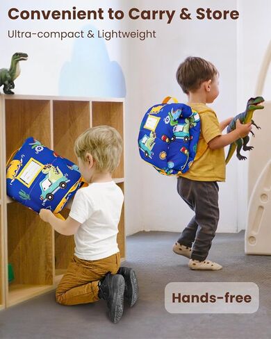 حصيرة قيلولة صغار صغار مع وسادة قابلة للإزالة وبطانية الفانيلا ، حقيبة نوم للأطفال المحمولة ، من السهل حملها ، مثالية للرعاية النهارية ، مرحلة ما قبل المدرسة ، الأولاد والبنات ، 12 شهرًا - 6 سنوات in Kuwait