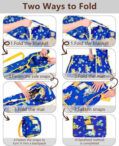 حصيرة قيلولة صغار صغار مع وسادة قابلة للإزالة وبطانية الفانيلا ، حقيبة نوم للأطفال المحمولة ، من السهل حملها ، مثالية للرعاية النهارية ، مرحلة ما قبل المدرسة ، الأولاد والبنات ، 12 شهرًا - 6 سنوات in Kuwait