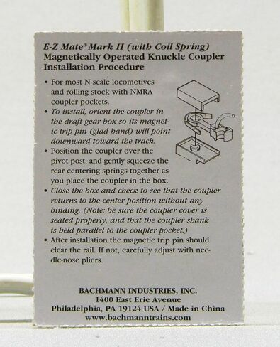 Bachmann n Scale Ez Mate Magnetic Train Knuckle Douplers Mark II BAC78503 Short (1x Pack) in Saudi Arabia