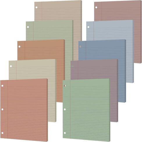 GISGFIM 100 ورقة ورقة رابط أوراق فضفاضة ، 8 "× 10.5" ، الورقة الكلية الملونة ، 3 ثقب تعبئت مبطنة مبطنة تثخن من أجل المجلدات ذات 3 حلقات مخطط كتابة المكتب المدرسي (BOHO) in Saudi Arabia