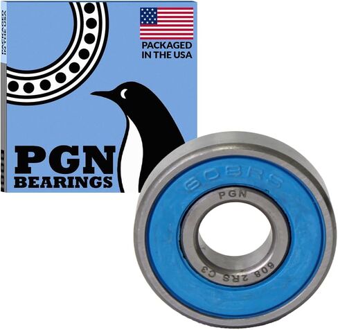PGN (10 Pack) 608-2RS Bearing - Lubricated Chrome Steel Sealed Ball Bearing - 8x22x7mm Bearings with Rubber Seal & High RPM Support in Kuwait