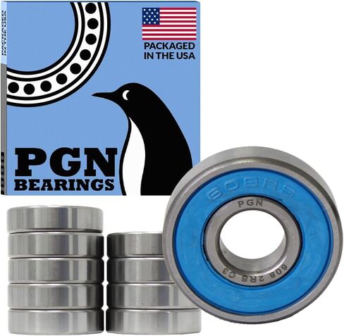 محمل PGN (10 عبوات) 608-2RS - محمل كروي مختوم من الصلب الكروم المشحم - محامل 8x22x7 مم مع ختم مطاطي ودعم دورة في الدقيقة العالية in Kuwait