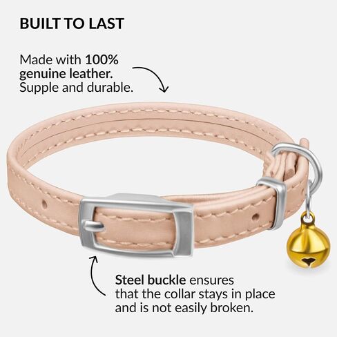 CollarDirect Leather Cat Collar with Removable Bell – Safety Elastic Strap (Breakaway Alternative) – Kitten Collar for Small & Big Boy & Girl Cats in Kuwait