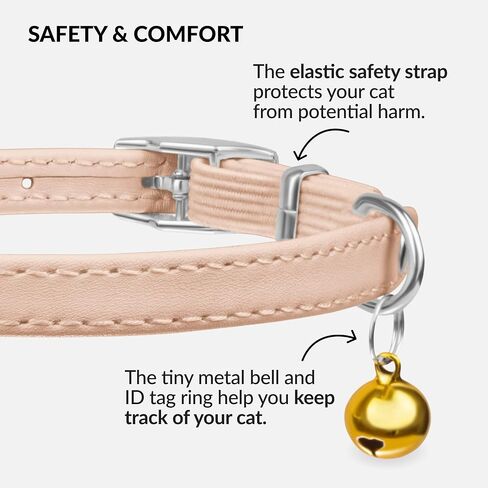 CollarDirect Leather Cat Collar with Removable Bell – Safety Elastic Strap (Breakaway Alternative) – Kitten Collar for Small & Big Boy & Girl Cats in Kuwait